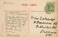 Angel Hill Sutton 1906 Postcard To Miss Cocksedge 10 Foxbourne Road, Balham, S.W. Sutton  Postmark