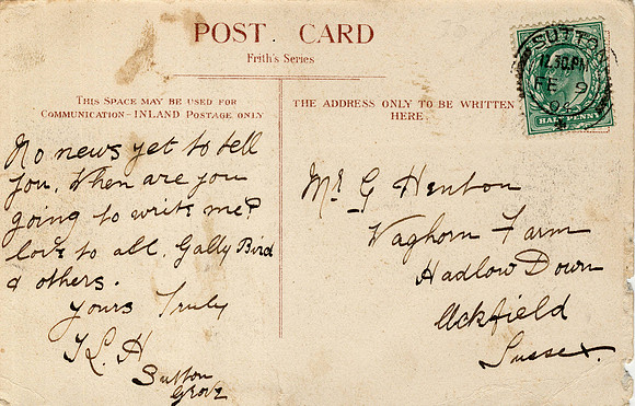 Sutton County School Posted 1904 To Mr G Henton Waghorn Farm Hadlow Down Uckfield