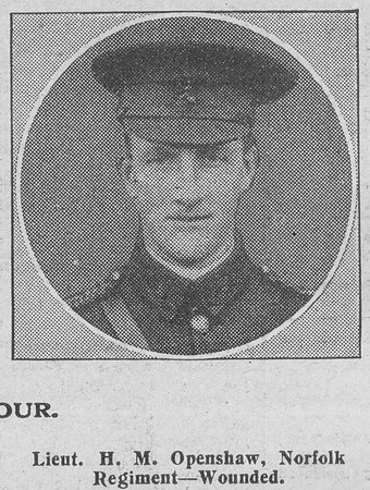 Openshaw H M Lt Norfolk Regiment The Graphic 5th Sep 1914