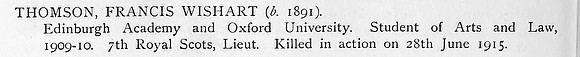 Thomson F W Lt 7th Royal Scots Obit