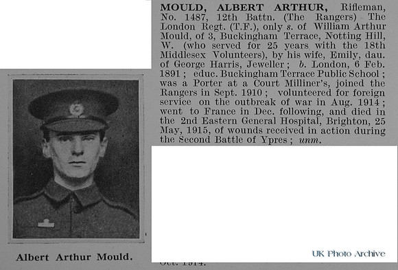 Mould A A Rfn 1487 12th London Regiment Obit