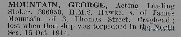 Mountain G Leading Stoker 306050 HMS Hawke Royal Navy