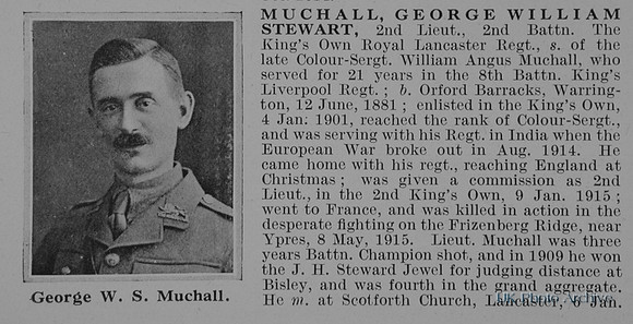 Muchall G W S 2nd Lt 2nd Kings Own Royal Lancaster Regiment Obit Part 1