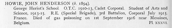 Howie J H Cpl Royal Engineers Obit