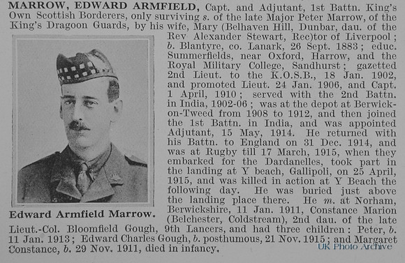 Marrow E A Captain 1st Kings Own Scottish Borderers Obit