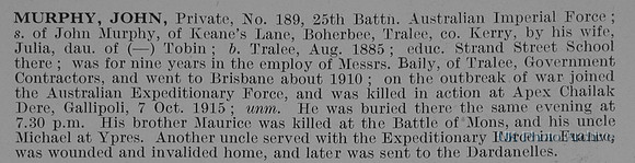Murphy J Pte 189 25th Australian Imperial Force