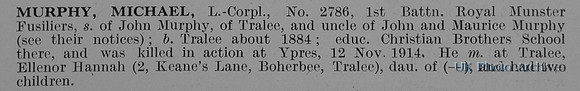 Murphy M L/Cpl 2786 1st Royal Munster Fusiliers