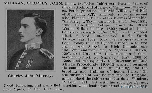 Murray C J Lt 1st Coldstream Guards Obit