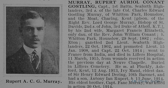 Murray R A C G Captain 1st Seaforth Highlanders Obit