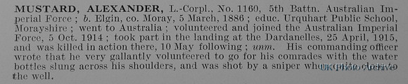 Mustard A L/Cpl 1160 5th Australian Imperial Force