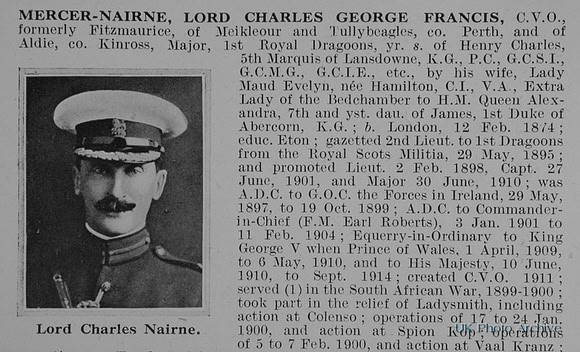 Mercer-Nairne C G F Major Lord 1st Royal Dragoons Obit Part 1