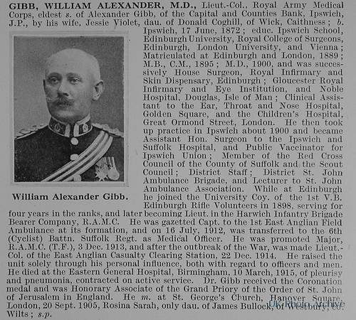 Gibb W A Lt Col Royal Army Medical Corps Obit