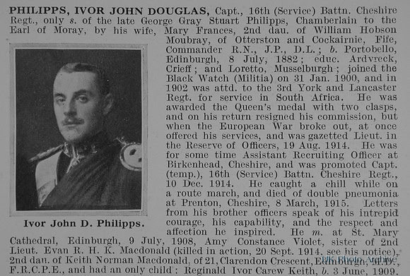 Philipps I J D Captain 16th Cheshire Regiment Obit
