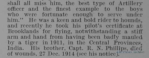 Phillips E H Major Royal Field Artillery Obit Part 2