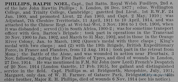 Phillips R N Captain 2nd Royal Welsh Fusiliers