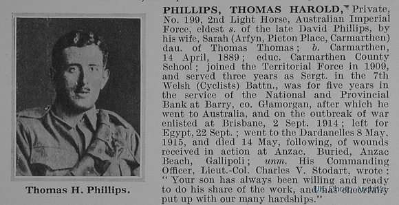 Phillips T H Pte 199 2nd Australian Light Horse Obit