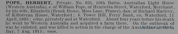 Pope H Pte 631 10th Australian Light Horse