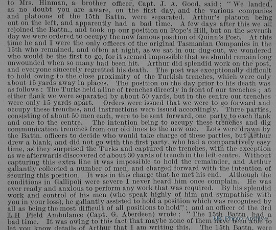 Hinman A G Lt 15th Australian Imperial Force Obit Part 2