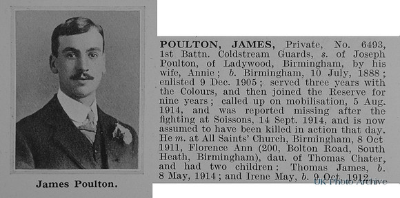 Poulton J Pte 6493 1st Coldstream Guards Obit