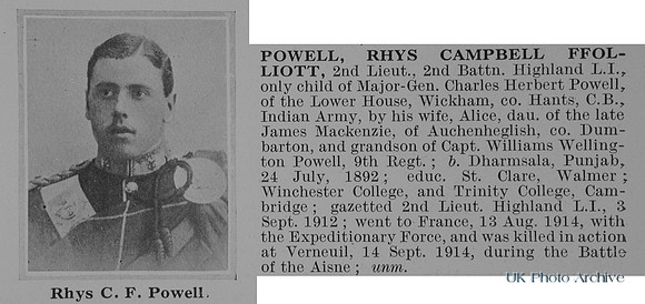 Powell R C F 2nd Lt 2nd Highland Light Infantry Obit