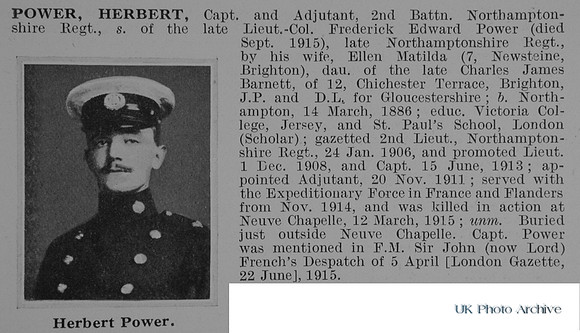 Power H Captain 2nd Northamptonshire Regiment Obit