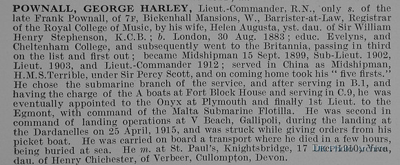 Pownall G H Lt Comm Royal Navy