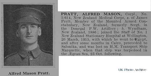 Pratt A M Cpl 3/614 New Zealand Medical Corps Obit