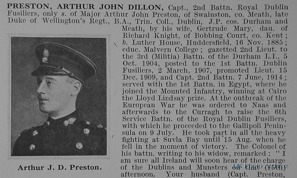 Preston A J D Captain 2nd Royal Dublin Fusiliers Obit Part 1