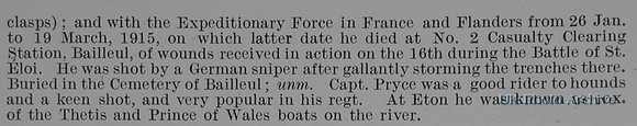 Pryce H B M Captain 4th Rifle Brigade Obit Part 2