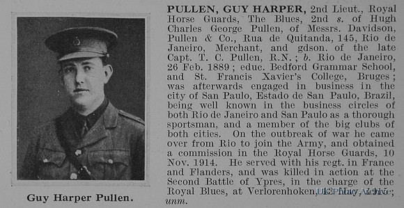 Pullen G H 2nd Lt Royal Horse Guards Obit