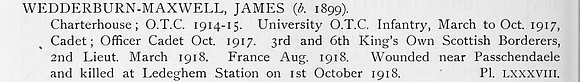 Wedderburn-Maxwell J 2nd Lt Kings Own Scottish Borderers Obit