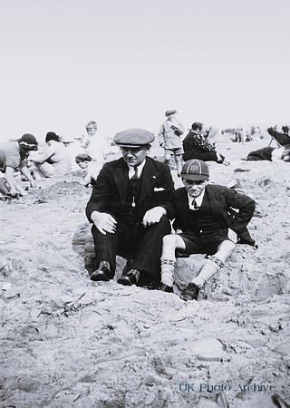 William Sutton With His Son Wilfred At The Beach 1930s