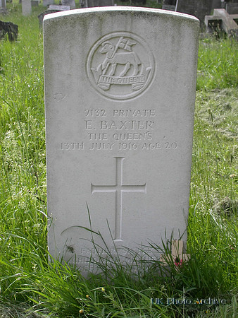 Baxter E Pte 7132 The Queen's (Royal West Surrey Regiment)  SUTTON CEMETERY