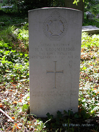 Groombridge H A Rfn Rifle Brigade All Saints Churchyard Carshalton Surrey