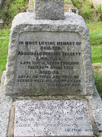 Leggett A H Brig Gen CMG DSO Royal Scots Fusiliers Photo No 1 St Giles Cemetery Ashtead Surrey