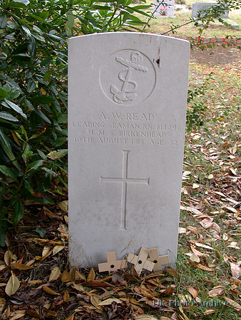 Read A W Leading Seaman 214246 H.M.S. Birkenhead Royal Navy LYNDHURST CEMETERY, Hampshire.