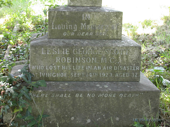 Robinson L G S Lt MC Royal Flying Corps Cheam Cemetery Photo No 2