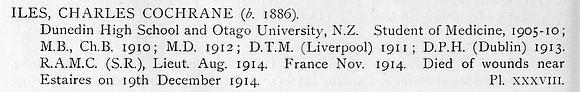 Iles C C Lt Royal Army Medical Corps Obit