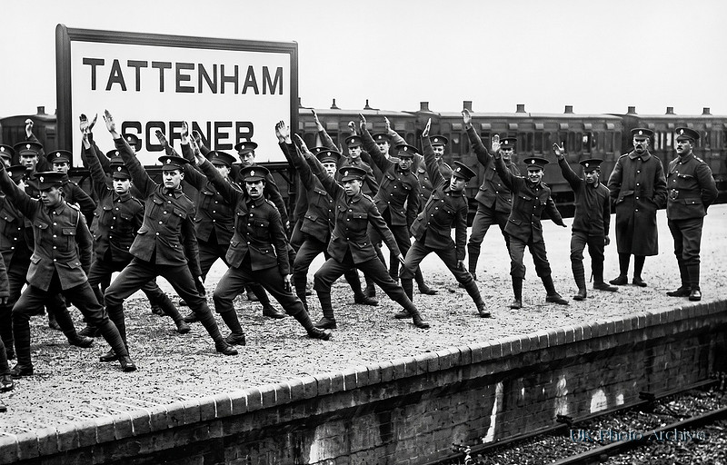 1st Battalion London Regiment At Swedish Drill On Tattenham Corner Station Platform