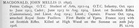 MacDonald J M Captain 1st Cameronians Attd Royal Scots Fusiliers Obit
