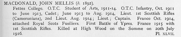 MacDonald J M Captain 1st Cameronians Attd Royal Scots Fusiliers Obit