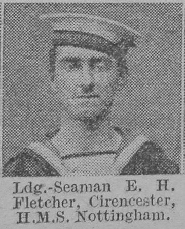 Fletcher E H Leading Seaman HMS Nottingham Royal Navy Of CirencesterThe Vivid 17th April 1915