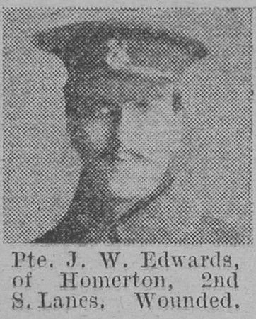 Edwards J W Pte 2nd South Lancs Regiment Of Homerton The Vivid 17th April 1915