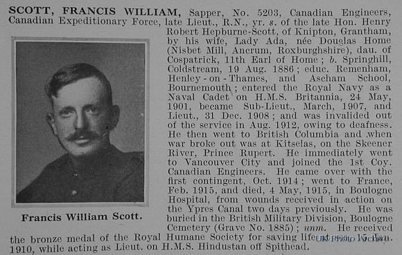 Scott F W Sapper 5303 Canadian Engineers Obit