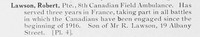 Lawson R Pte Canadian Field Ambulance Photo Available Plate 4