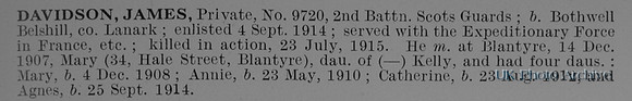 Davidson J Pte 9720 2nd Scots Guards Obit
