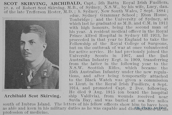 Scot S A Captain 5th Royal Irish Fusiliers Obit