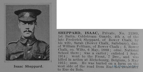 Sheppard Isaac Pte 11369 1st Coldstream Guards Obit