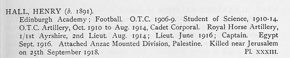 Hall H Captain Royal Horse Artillery Obit