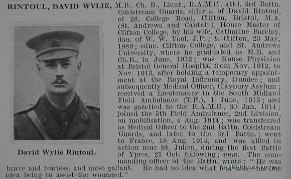 Rintoul D  Lt Royal Army Medical Corps Obit